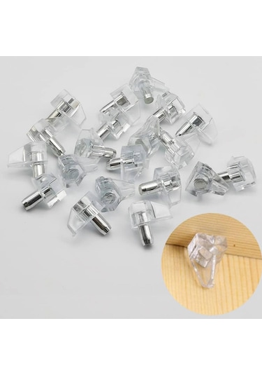 Kristal Raf Pimi Şeffaf Cam Ahşap Metal Raf Tutucu Çivisi Mobilya Dolap Pimi 100 Adet