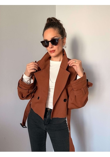 Kahve Reglan Kısa Ceket Kahve