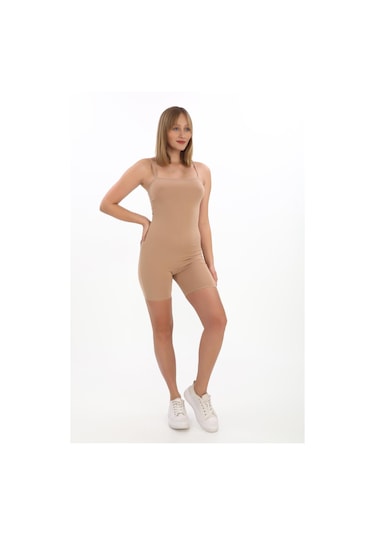 Penyebizden İnce Askılı Body Tulum -ten Rengi