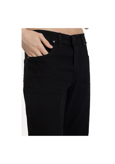 Yeni Sezon Erkek Dört Mevsimlik Likralı Regular Tam Kalıp Düz Paça Fermuarlı Yüksek Kaliteli Kot Pantolon 720-siyah Siyah