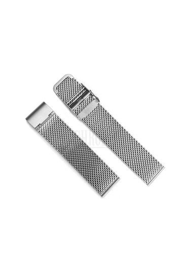 Metalik Gri Gümüş Kalın Hasır Çelik Saat Kordonu Kayış 20-22-24Mm