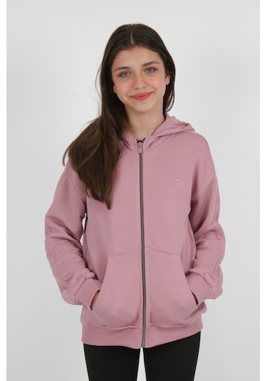 Toontoy Kız Çocuk Nakışlı Hırka Gül Kurusu