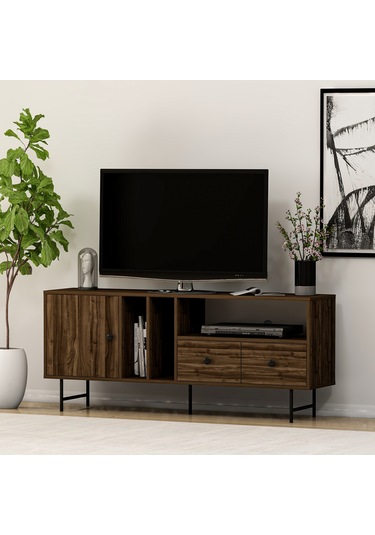 İnarch Dizayn T002 Kapaklı Çekmeceli Tv Sehpası Sandık Ceviz