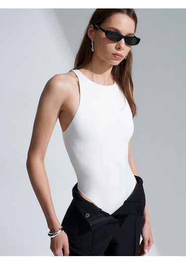 Dilvin 32836 Halter Yaka Bodysuit-ekru