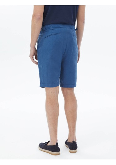 Kip Mavi Dokuma Casual Bermuda Çok Renkli
