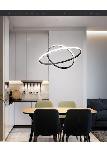 Siyah 2'li Yeni Beyaz Işık Süper Ledli Avize Siyah