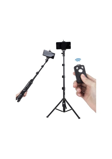 Cbtx Yunteng 1388 Selfie Stick Tripod Bluetooth Uzaktan Kumanda Kamera Standı Siyah