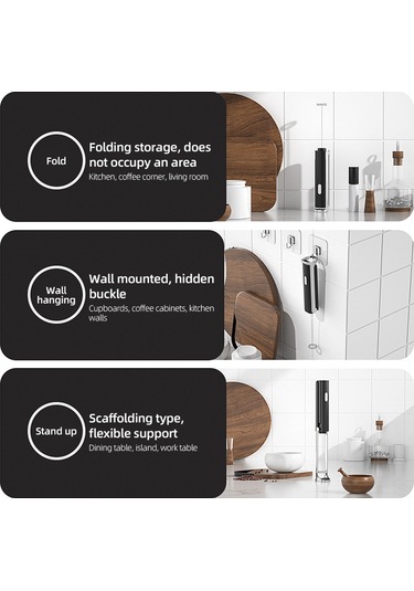 Maiyame "şarj Edilebilir Katlanabilir Çift Başlı Elektrikli Süt Köpürtücü - Kahve, Krem Şanti Ve Yumurta Karıştırıcı" Siyah