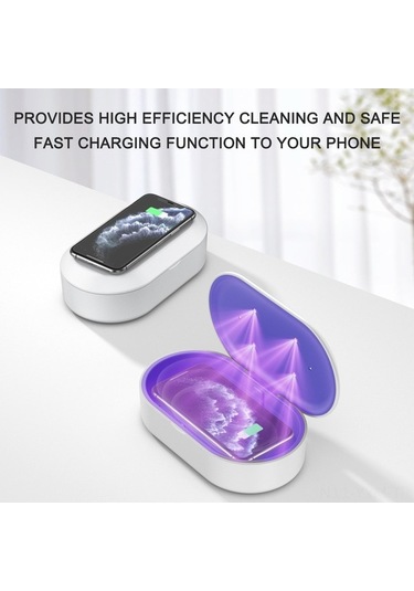 Pazly 2'li Kablosuz Şarj Ve Uv Temizleyici - Hızlı Şarj & Telefon Dezenfektan Kutusu Beyaz Beyaz