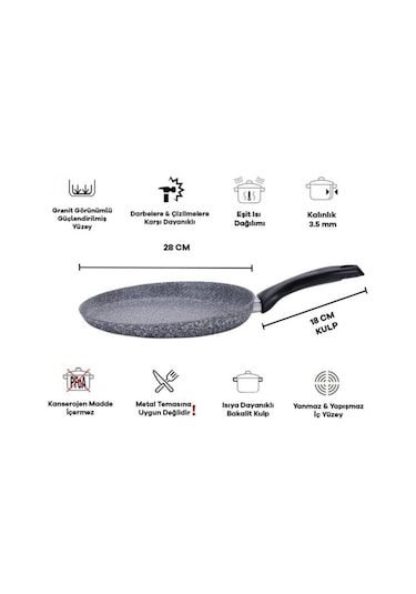 Taç Ultra Granit Krep Tavası 28 Cm