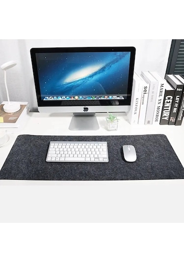 Büyük Keçe Sümen Oyun Mouse Pad Klavye Mat Masa Koruyucu 3mm Antrasit Renk 90x40cm