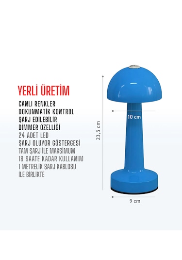 Zenlight Mantar Masa Lambası 320-3 Mavi