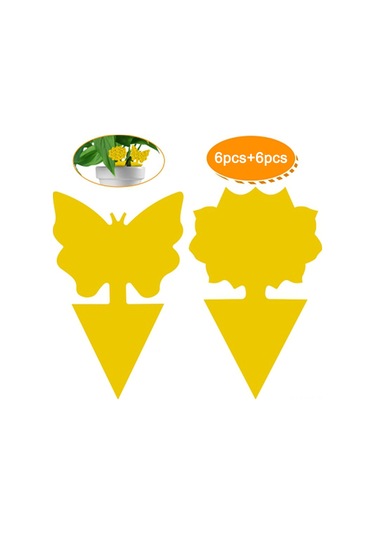 Mufunye 12 Adet Sarı Çift Taraflı Bitki Sinekleri Tuzağı - Gnat, Mosquito, Beyaz Sinekleri Yakalayan Doğal Pest Kontrol Aleti