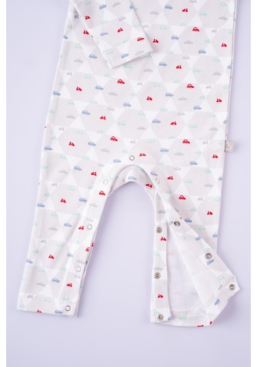 Boumini Bebek Uzun Kollu Çıtçıtlı Tulum Arabalar-gri Gri