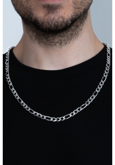 Figaro Erkek Paslanmaz Çelik Kolye Zincir Kalın 8Mm Eck19K (417464403) Beyaz