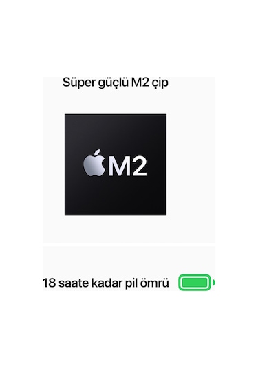 Apple MacBook Air MC7W4TU/A Apple M2 8C CPU 8C GPU 16 GB 256 GB SSD 13.6" MacOS Dizüstü Bilgisayar