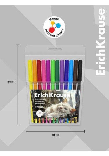 Erichkrause Big City Cats 12 Renk Keçeli Kalemler 271234357