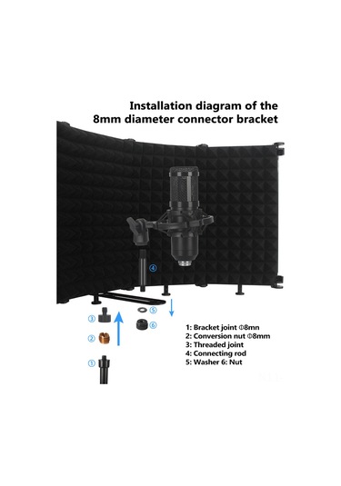 Hfambition Mikrofon Gürültü Engeli 3 Kapaklı Akustik Absorbör - Kayıt Ve Canlı Yayın Ses Kalitesi Artırıcı Spreyli Koruyucu 10"