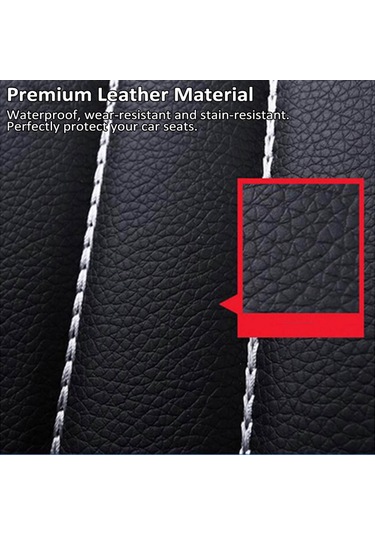 9 Parça Araba Koltuk Kılıfları, Evrensel Nefes Alabilir Deri Koltuk Koruyucu Tam Siyah