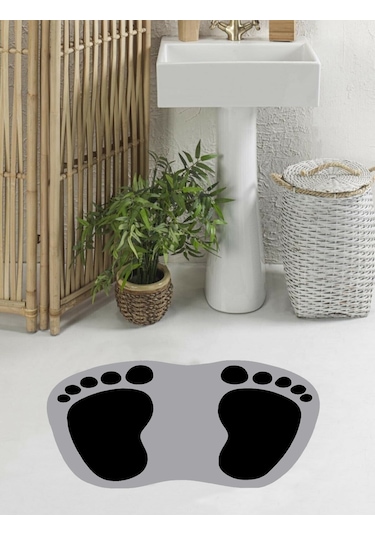 Eco Concept Ayak İzi Kaymaz Taban Banyo Paspası Gri