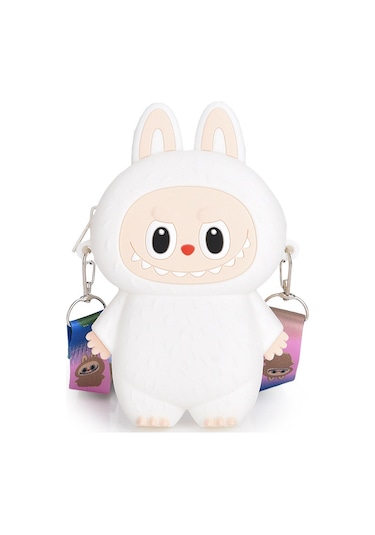 Snapbuy Silikon Bozuk Para Çantası, Labubu Şekilli Çocuk Cüzdanı Beyaz