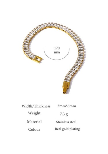 Eetit Paslanmaz Çelik Kübik Zirkonya Zincir Bileklik Kadın