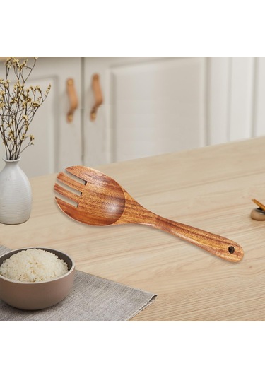 Suntek Salata Kaşığı Çatal Uzun Saplı Kolay Temiz Ahşap