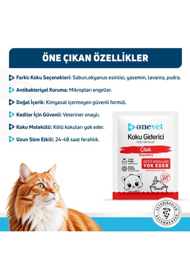 Onevet Kedi Koku Giderici Çilek Kokulu 25 Gr. 15 Adet Oc203b15