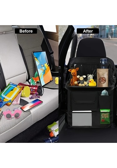 Dashanshop Katlanır Masa Fonksiyonlu Oksford Koltuk Arkası Organizer - Çok Cepli Dayanıklı Araç Saklama Çantası