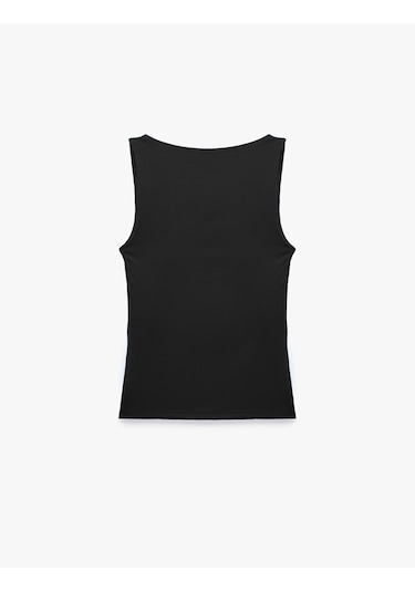 Koton Slim Fit Yuvarlak Yaka Kolsuz Top Siyah 6sak10291ek