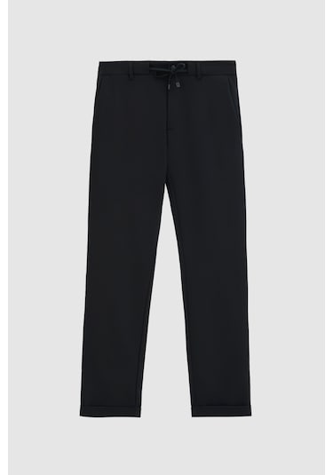 Twn Slim Fit Siyah Armürlü Jogger Pantolon 4ec03kv703503 001