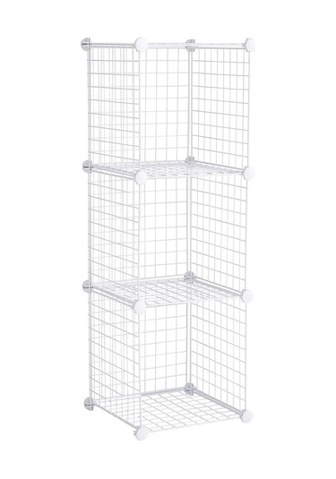 3 Bölmeli Beyaz Renk Metal Ofis Mutfak Kapı Önü Ayakkabılık Dolap