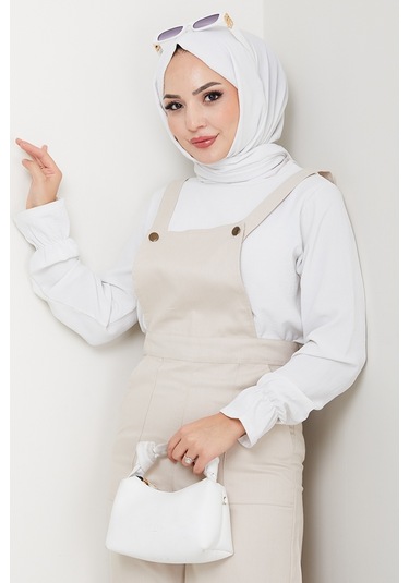 Gülru Cepli Gabardin Tulum 1587 - Bej Bej