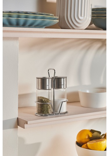 Karaca Ripple Standlı Tuzluk Ve Biberlik Inox Gümüş