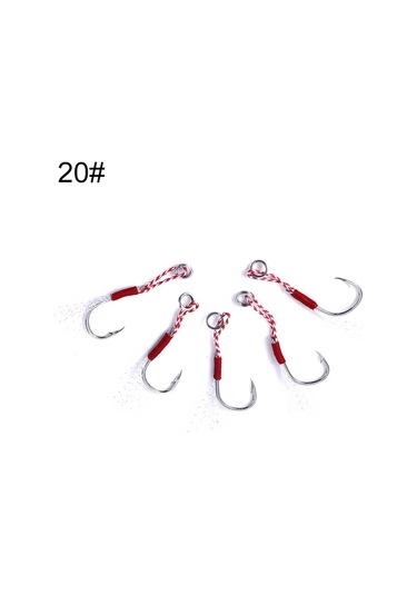 5pcs / Paket Hengjia 20 Bağlanmış Tel Demir Kanca Derin Deniz Balıkçılığı Kancası