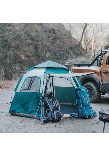 Kuara Tam Otomatik 3-4 Kişilik Su Geçirmez Kamp Çadırı - Pop-up, Çift K Turkuaz