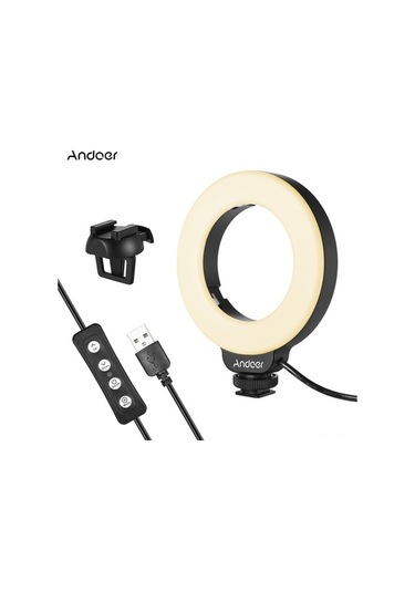 Pazly 4 Led Yüzük Işığı 3200k-6500k 11 Seviye Parlaklık Usb Beslemeli Soğuk Ayaklı Klemeli Montajlı Siyah Siyah