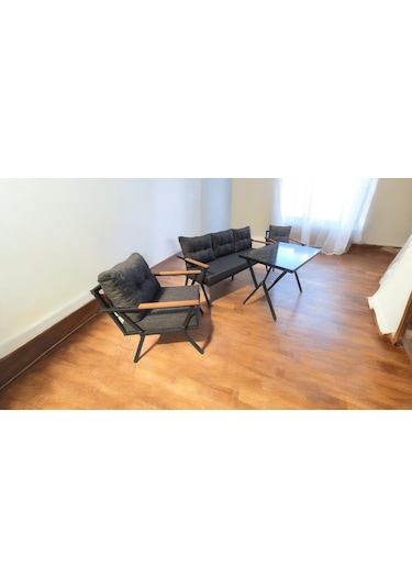 Pi Locca Bahçe Balkon Mobilyası Antrasit 3+1+1 Ve Perla Masa Antrasit