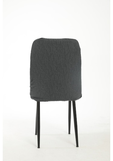 Upmall Jakarlı Oval Sandalye Kılıfı,sandalye Örtüsü Antrast 6 Adt