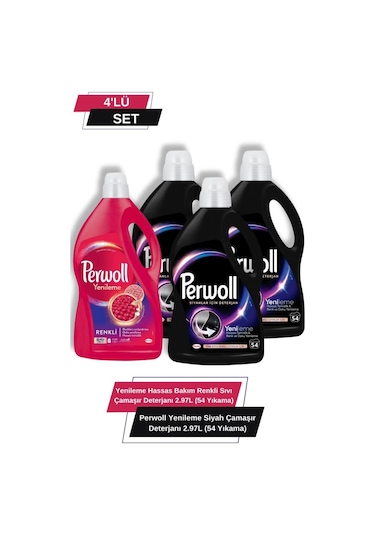 Perwoll 2,97 L Siyah X3 + Perwol 2,97 Renkli 4'lü Set set-hnkdtj-5339-6340 2970 ML
