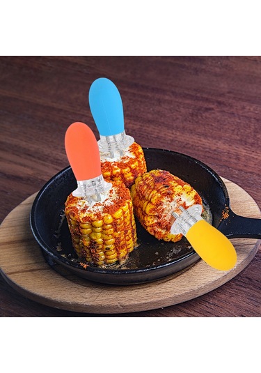 Xindoker 2'li Sarı Bbq Mısır İğnesi - Paslanmaz Çelik Tpr Kollü, Sabit Tutma Ve Kolay Pişirme Özelliği Çok Renkli