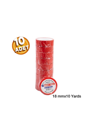Elektrik Izole Bandı Kırmızı 10 Adet Elektrik Bandı