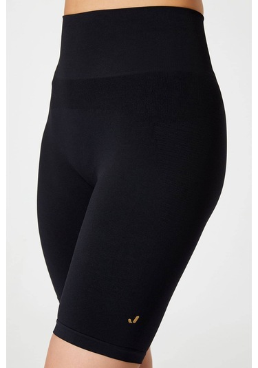 Jerf Vella Yüksek Bel Konfor Biker Tayt Siyah