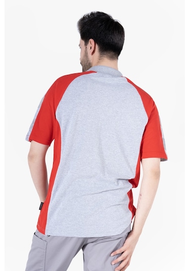 Polo Yaka T-shirt Gri - Kırmızı