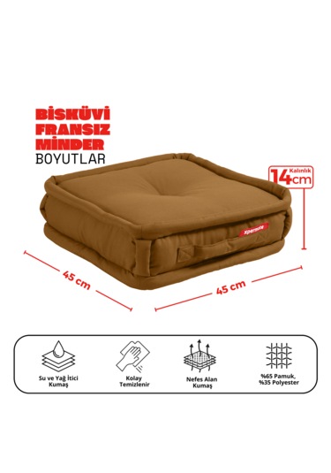 Xpermate Bisküvi Minder Petek Önü Fransız 45x45x14 Kahve