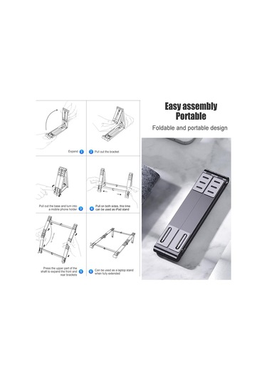 Tenfowee Katlanabilir Laptop Standı - Ayarlanabilir Boyutlu Ergonomik Tasarım, Telefon Ve Tablet Desteği İle Rahat Kullanım