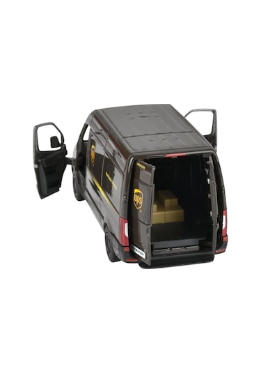 Çek Bırak Diecast Model Araba 10 Cm - Mercedes Sprinter Kargo Arabası Ups Metal Açılabilir Kapılı