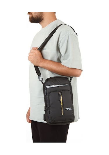 Newish Polo Erkek Kumaş Sırt El Ve Omuz Çantası New350 - Siyah - Sarı