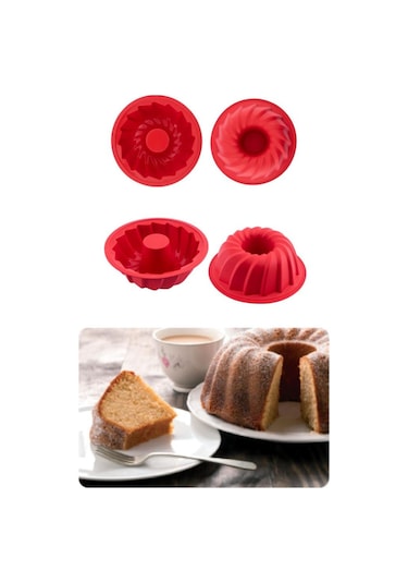 Silicolife 2 Li Silikon Kek Kalıbı Seti, Baton Kek Kalıbı Ve Burgu Kek Kalıbı Seti Yerli Üretim Kırmızı Kırmızı