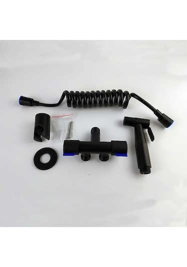 Dinosaurs 2m Paslanmaz Çelik Tuvalet Musluk Seti - Siyah Altın